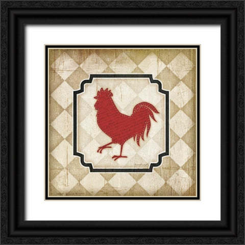 Country Kitchen Rooster III Black Ornate Wood Framed Art Print with Double Matting by Pugh, Jennifer