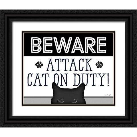 BEWARE Black Ornate Wood Framed Art Print with Double Matting by Pugh, Jennifer