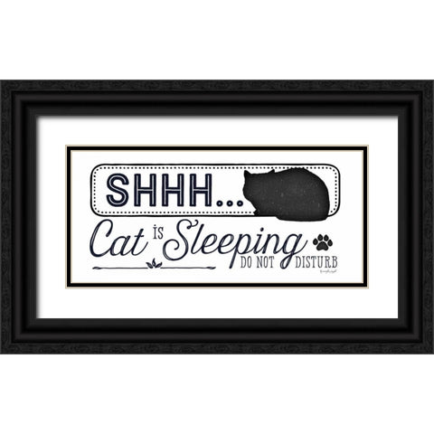 Shhh Cat is Sleeping Black Ornate Wood Framed Art Print with Double Matting by Pugh, Jennifer