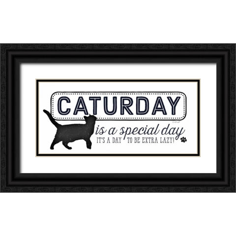 Caturday Black Ornate Wood Framed Art Print with Double Matting by Pugh, Jennifer