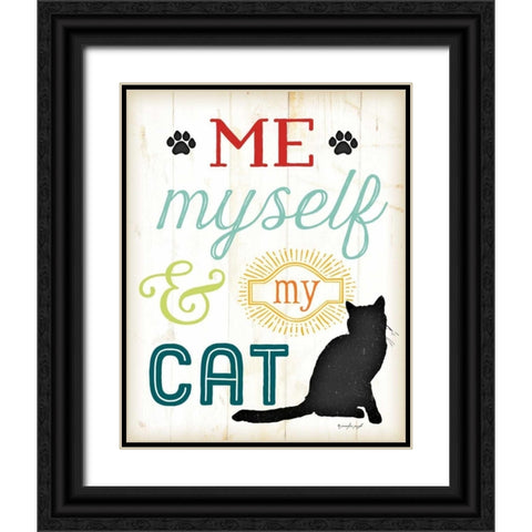 Me Myself and My Cat - Color Black Ornate Wood Framed Art Print with Double Matting by Pugh, Jennifer