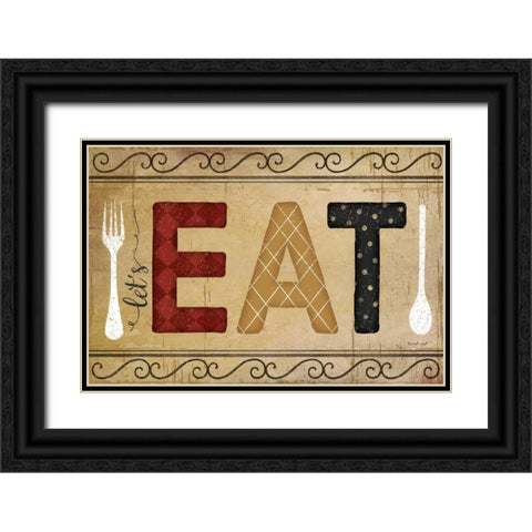 EAT Black Ornate Wood Framed Art Print with Double Matting by Pugh, Jennifer