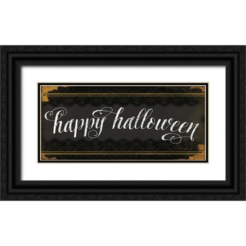 Happy Halloween Black Ornate Wood Framed Art Print with Double Matting by Pugh, Jennifer