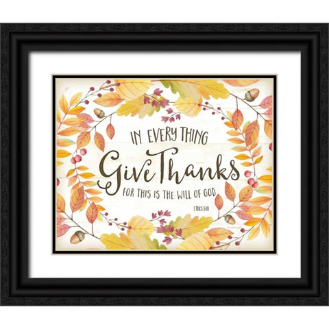 In Every Thing Give Thanks Black Ornate Wood Framed Art Print with Double Matting by Pugh, Jennifer