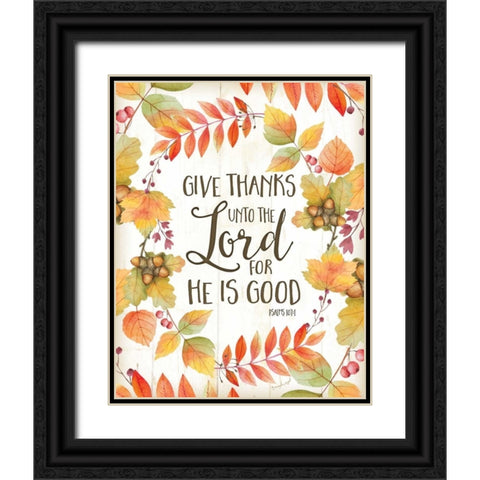 Give Thanks Unto the Lord Black Ornate Wood Framed Art Print with Double Matting by Pugh, Jennifer