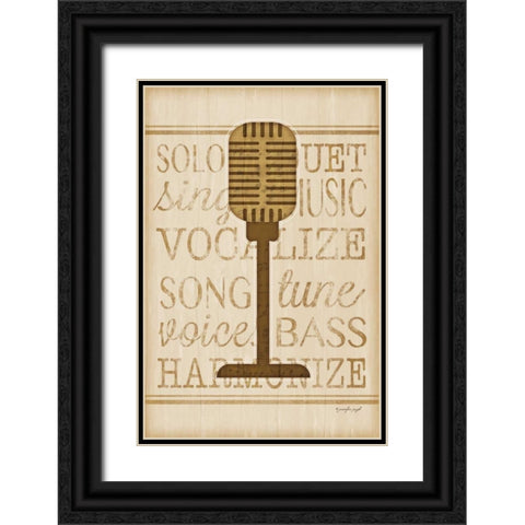 Music Microphone Black Ornate Wood Framed Art Print with Double Matting by Pugh, Jennifer