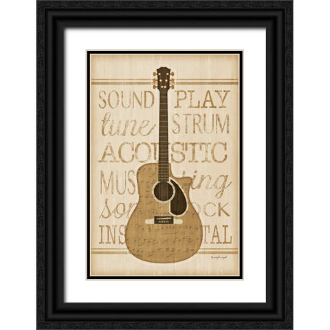 Music Guitar Black Ornate Wood Framed Art Print with Double Matting by Pugh, Jennifer