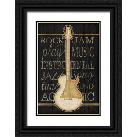 Music Guitar Black Ornate Wood Framed Art Print with Double Matting by Pugh, Jennifer