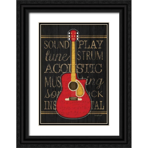 Music Guitar Black Ornate Wood Framed Art Print with Double Matting by Pugh, Jennifer