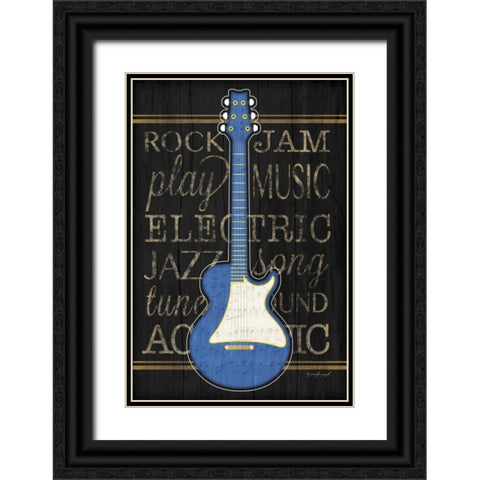 Music Guitar - Blue Black Ornate Wood Framed Art Print with Double Matting by Pugh, Jennifer