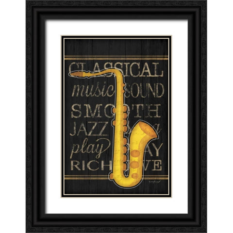 Music Saxophone Black Ornate Wood Framed Art Print with Double Matting by Pugh, Jennifer