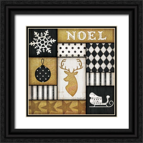 Noel Deer Black Ornate Wood Framed Art Print with Double Matting by Pugh, Jennifer