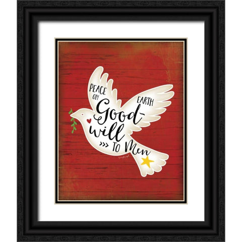 Peace on Earth Dove Black Ornate Wood Framed Art Print with Double Matting by Pugh, Jennifer