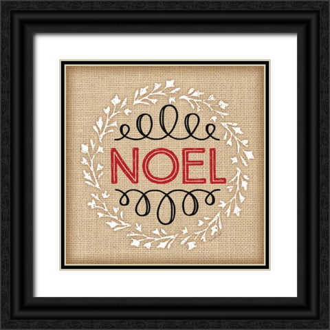 Burlap Noel Black Ornate Wood Framed Art Print with Double Matting by Pugh, Jennifer