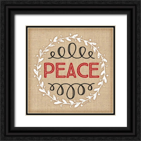 Burlap Peace Black Ornate Wood Framed Art Print with Double Matting by Pugh, Jennifer