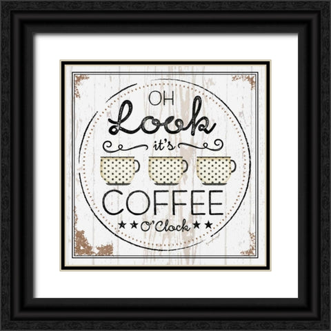 Coffee Oclock Black Ornate Wood Framed Art Print with Double Matting by Pugh, Jennifer