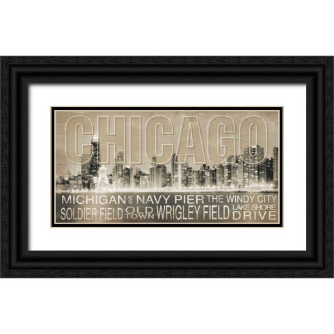 Chicago Black Ornate Wood Framed Art Print with Double Matting by Pugh, Jennifer