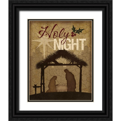 Holy Night Nativity Black Ornate Wood Framed Art Print with Double Matting by Pugh, Jennifer