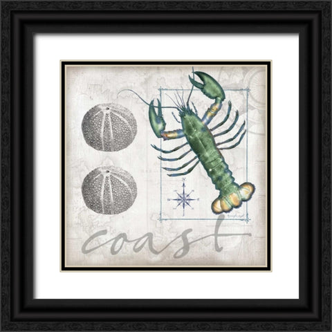 Coastal Lobster Black Ornate Wood Framed Art Print with Double Matting by Pugh, Jennifer