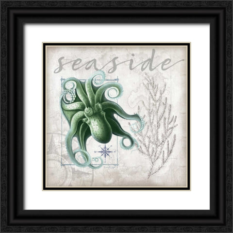 Coastal Octopus Black Ornate Wood Framed Art Print with Double Matting by Pugh, Jennifer