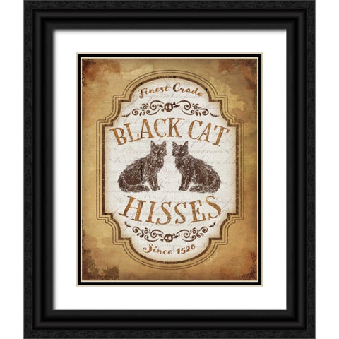 Black Cat Hisses Black Ornate Wood Framed Art Print with Double Matting by Pugh, Jennifer