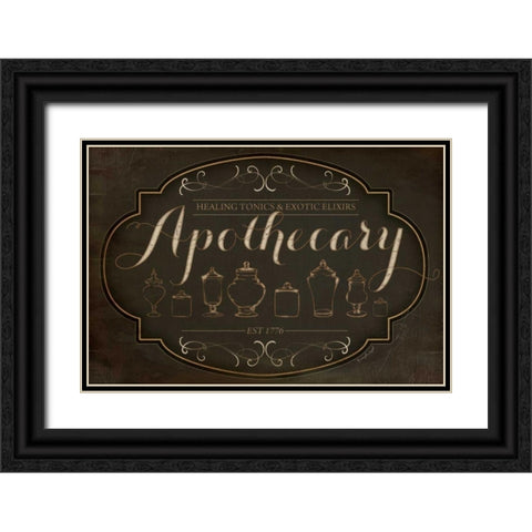 Apothecary Black Ornate Wood Framed Art Print with Double Matting by Pugh, Jennifer