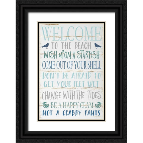 Welcome to the Beach Black Ornate Wood Framed Art Print with Double Matting by Pugh, Jennifer