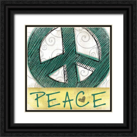 Peace and Love Black Ornate Wood Framed Art Print with Double Matting by Pugh, Jennifer