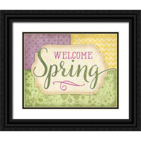 Welcome Spring Black Ornate Wood Framed Art Print with Double Matting by Pugh, Jennifer