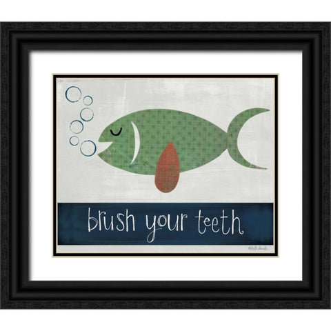 Brush Your Teeth Black Ornate Wood Framed Art Print with Double Matting by Doucette, Katie
