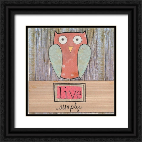 Simple Owl Square Black Ornate Wood Framed Art Print with Double Matting by Doucette, Katie