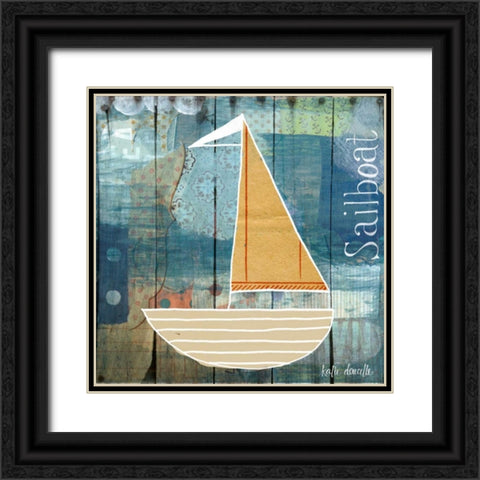 Sailboat Collage Black Ornate Wood Framed Art Print with Double Matting by Doucette, Katie