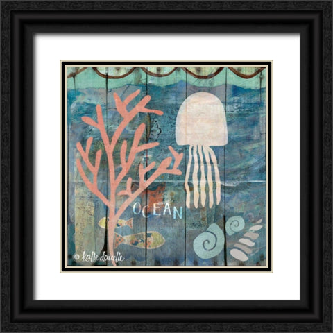 Ocean Jellyfish Black Ornate Wood Framed Art Print with Double Matting by Doucette, Katie