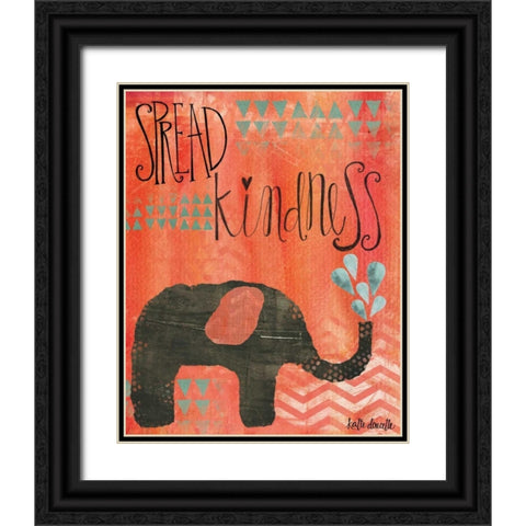 Kindness Elephant Black Ornate Wood Framed Art Print with Double Matting by Doucette, Katie