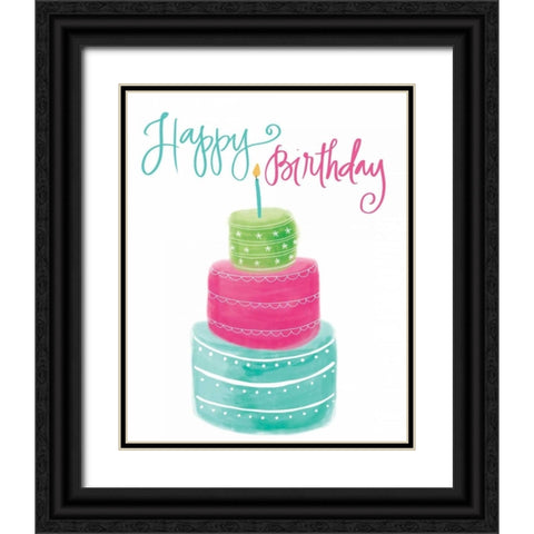 Happy Birthday Black Ornate Wood Framed Art Print with Double Matting by Doucette, Katie