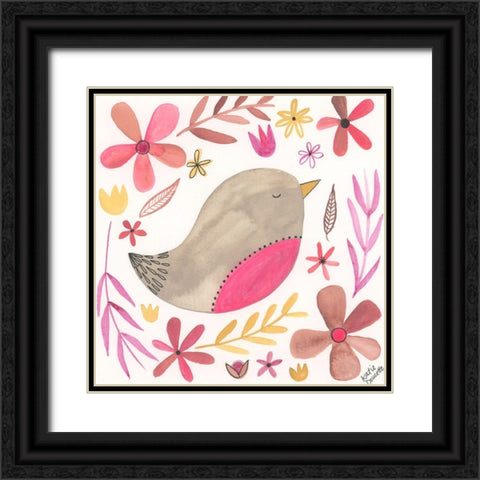 Pink bird Black Ornate Wood Framed Art Print with Double Matting by Doucette, Katie