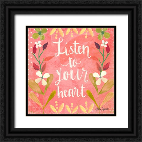 Listen to Your Heart Black Ornate Wood Framed Art Print with Double Matting by Doucette, Katie
