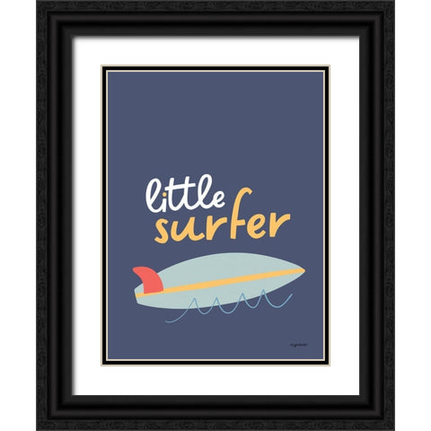 Little Surfer Black Ornate Wood Framed Art Print with Double Matting by Brown, Kyra