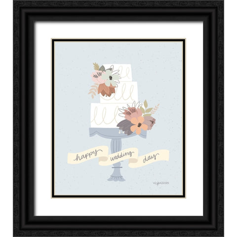 Happy Wedding Day Black Ornate Wood Framed Art Print with Double Matting by Brown, Kyra