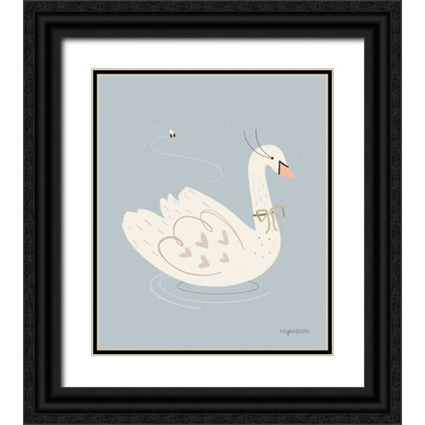 Swan Black Ornate Wood Framed Art Print with Double Matting by Brown, Kyra