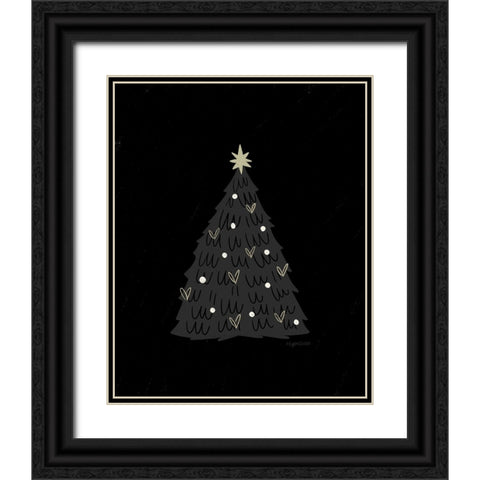 Christmas Tree Black Ornate Wood Framed Art Print with Double Matting by Brown, Kyra
