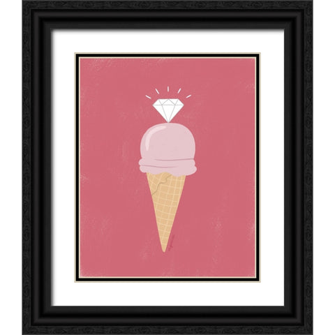 Pink Ice Cream Black Ornate Wood Framed Art Print with Double Matting by Brown, Kyra