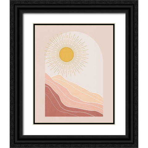 Boho Sun Black Ornate Wood Framed Art Print with Double Matting by Blue, Nina