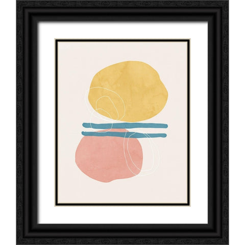 Colorful Shapes II Black Ornate Wood Framed Art Print with Double Matting by Blue, Nina