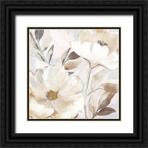 Whisper White Floral Black Ornate Wood Framed Art Print with Double Matting by Blue, Nina