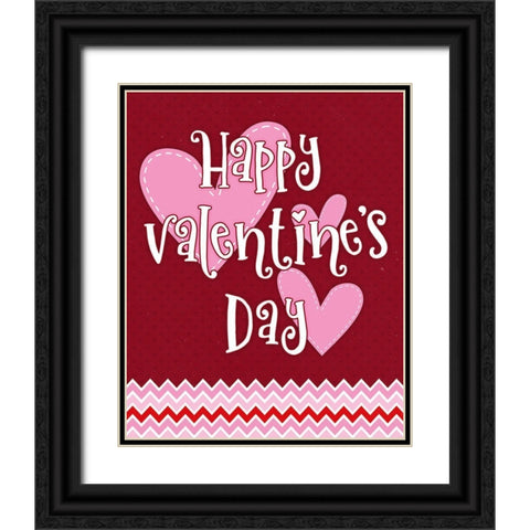 Happy Hearts Black Ornate Wood Framed Art Print with Double Matting by Blue, Nina
