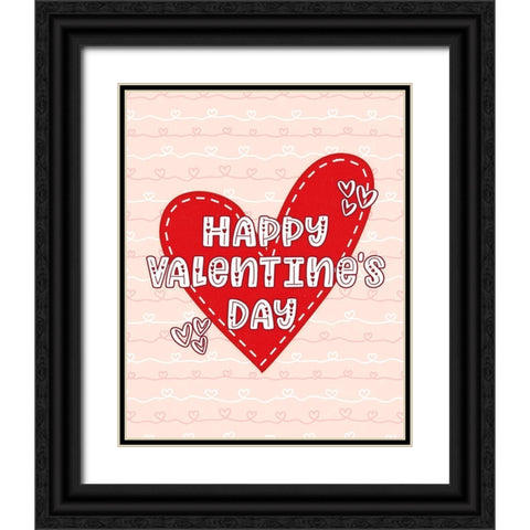 Happy Valentines Day Black Ornate Wood Framed Art Print with Double Matting by Blue, Nina