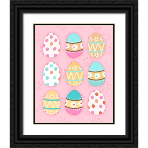 Easter Egg Pink Black Ornate Wood Framed Art Print with Double Matting by Blue, Nina