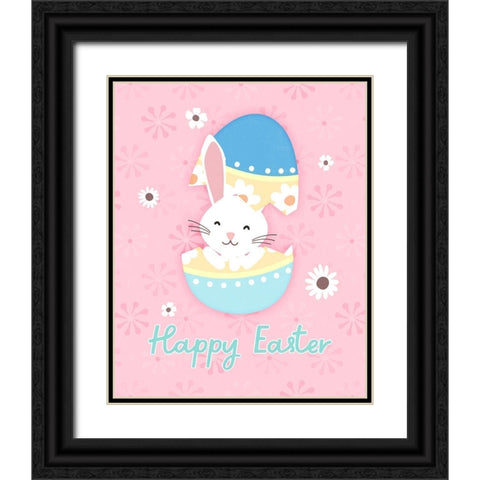 Easter Bunny Pink Black Ornate Wood Framed Art Print with Double Matting by Blue, Nina