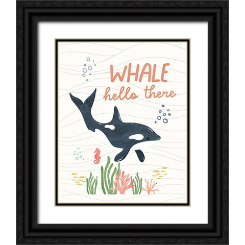 Whale Hello Black Ornate Wood Framed Art Print with Double Matting by Blue, Nina
